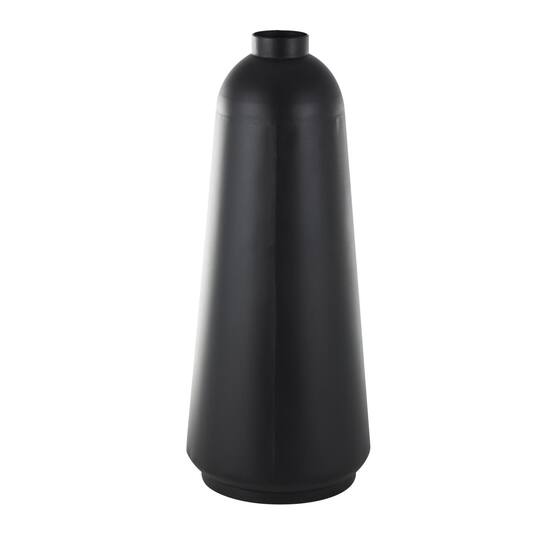 Black Metal Vase with Narrow Opening